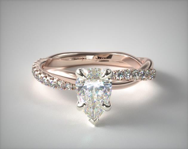 1.080 Carat E-VS1 Pear Shaped Diamond Pave Rope Engagement Ring James Allen