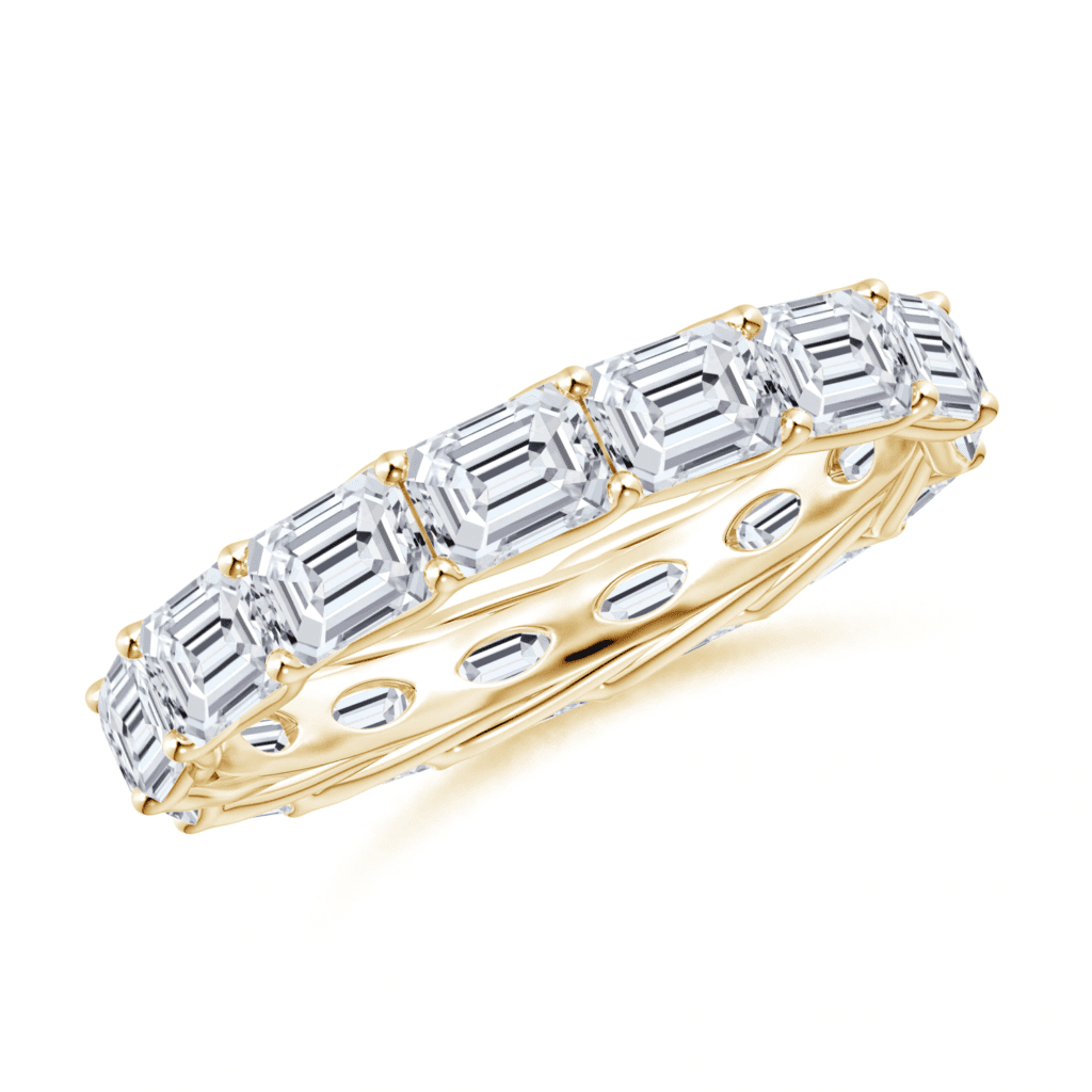 East-West Emerald-Cut Diamond Eternity Wedding Ring Angara