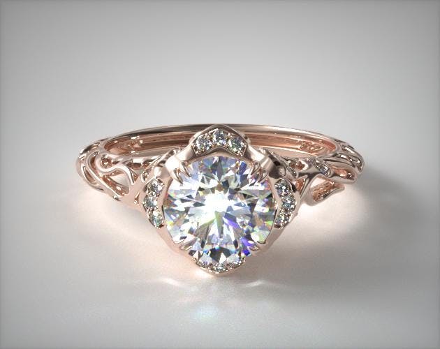 1.440 Carat I-VVS1 Excellent Cut Round Diamond Diamond Filigree Engagement Ring James Allen