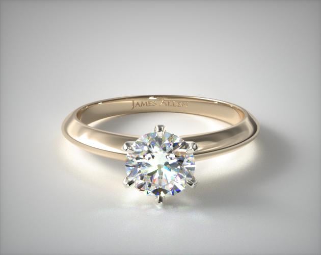 0.98 Carat E-VVS2 Excellent Cut Round Diamond Six Prong Knife Edged Solitaire Engagement Ring James Allen