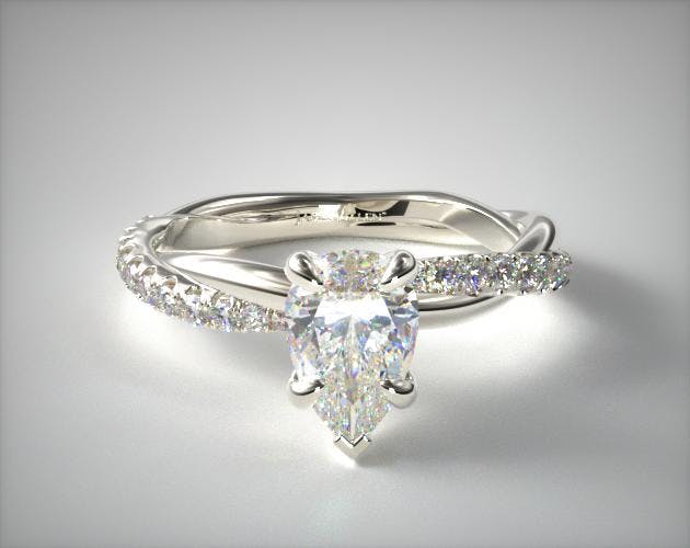1.39 Carat F-VS2 Pear Shaped Diamond Pave Rope Engagement Ring James Allen