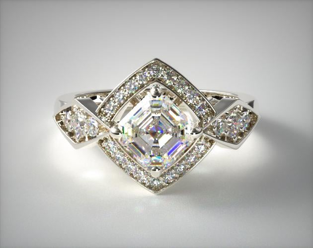 1.38 Carat F-VVS1 Asscher Cut Diamond Art Deco Geometric Diamond Engagement Ring James Allen