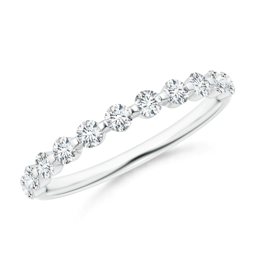 Floating Round Diamond Semi Eternity Wedding Band for Her Angara