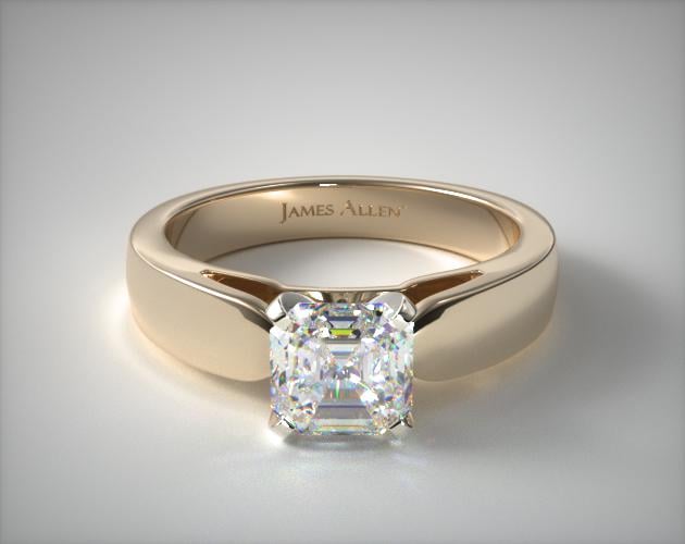 1.51 Carat H-VS1 Asscher Cut Diamond 3.8mm Rounded Cathedral Solitaire Engagement Ring James Allen