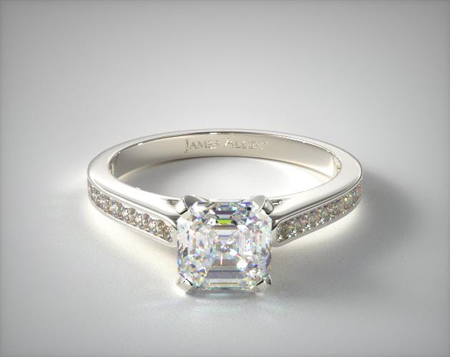 1.500 Carat H-VS1 Asscher Cut Diamond Thin Channel Set Princess Shaped Diamond Engagement Ring James Allen