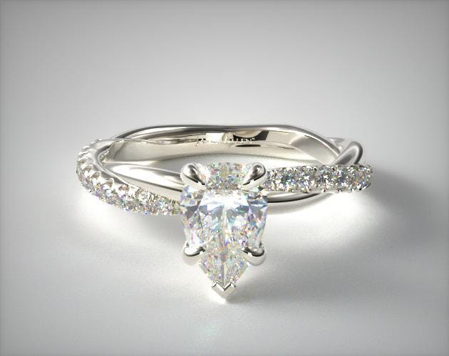 1.18.00 Carat H-VVS1 Pear Shaped Diamond Pave Rope Engagement Ring James Allen