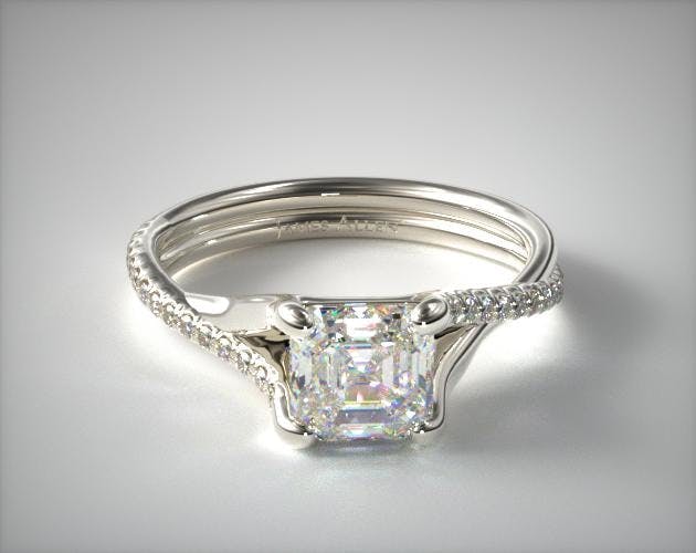 1.13 Carat H-VVS2 Asscher Cut Diamond Twisted Pave Shank Contemporary Diamond Engagement Ring James Allen