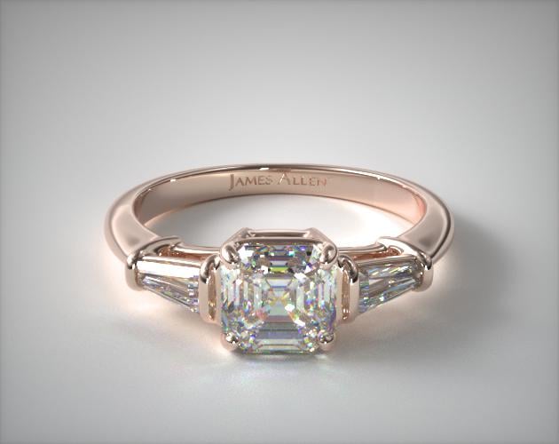 1.24.00 Carat I-VS2 Asscher Cut Diamond Tapered Baguette Diamond Engagement Ring James Allen