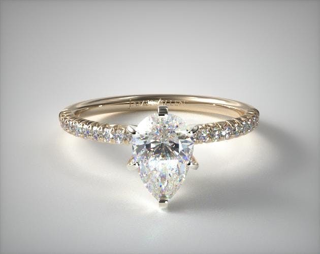 1.20 Carat D-VVS1 Pear Shaped Diamond Pave Halo And Shank Diamond Engagement Ring (Pear Center) James Allen