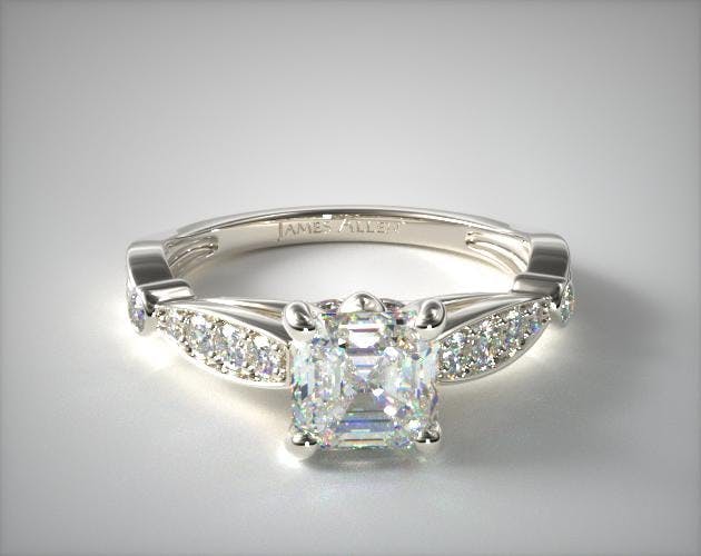 0.900 Carat J-VS2 Asscher Cut Diamond Embossed Diamond Engagement Ring James Allen