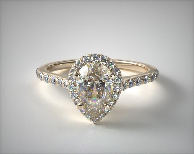 1.26.00 Carat K-SI2 Pear Shaped Diamond Pave Halo And Shank Diamond Engagement Ring (Pear Center) James Allen