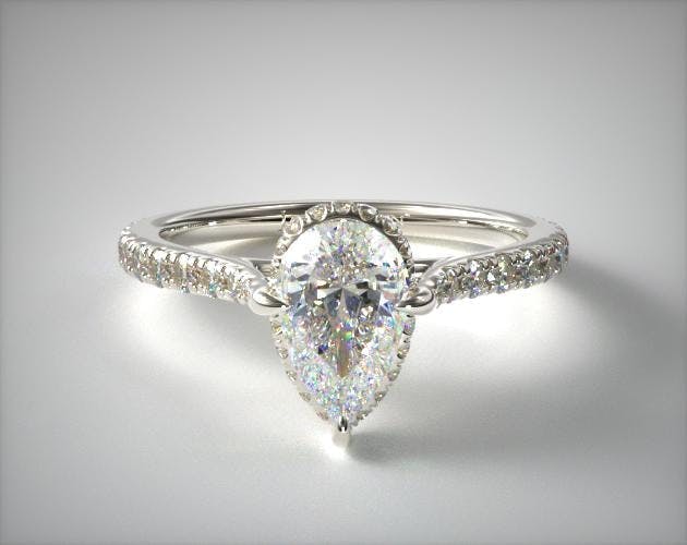 Lab-Created 1.45 Carat D-VVS2 Pear Shaped Diamond Cathedral Pave Crown Diamond Engagement Ring James Allen