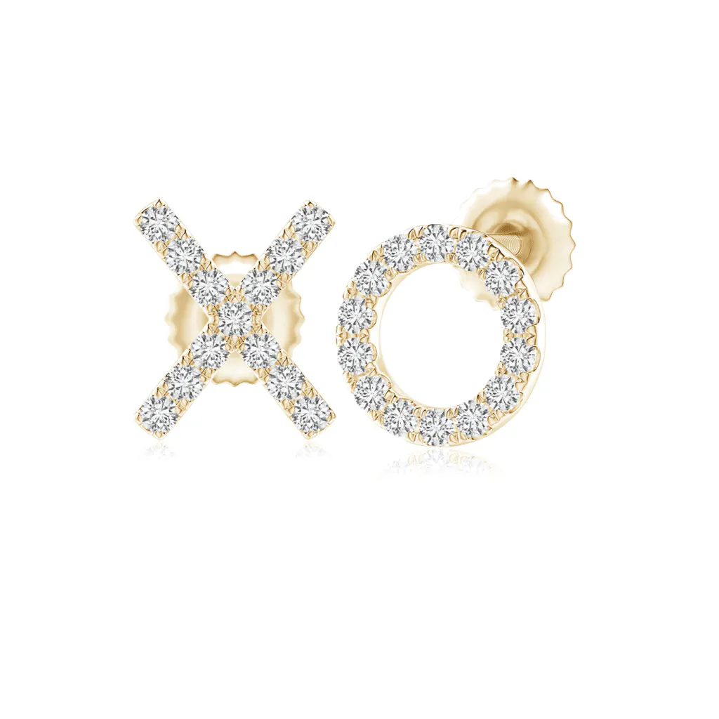 Pave-Set Diamond XO Stud Earrings Angara