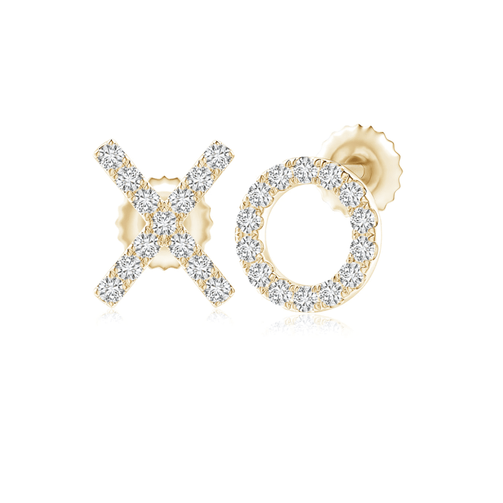 Pave-Set Diamond XO Stud Earrings Angara