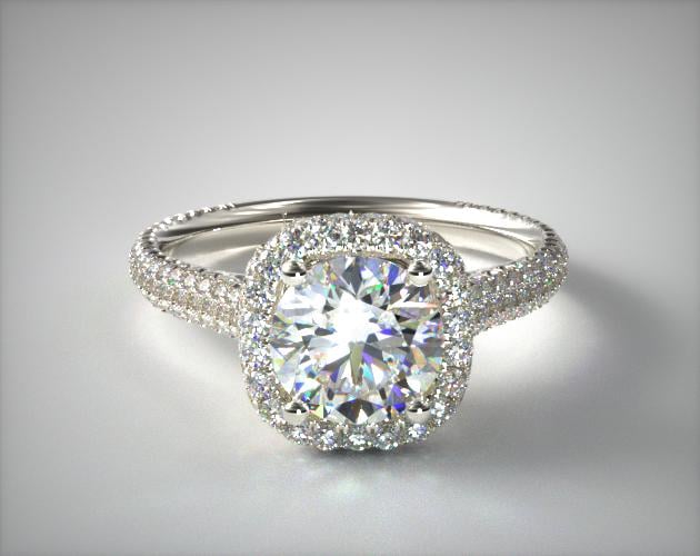 Platinum Grande Falling Edge Halo Engagement Ring James Allen