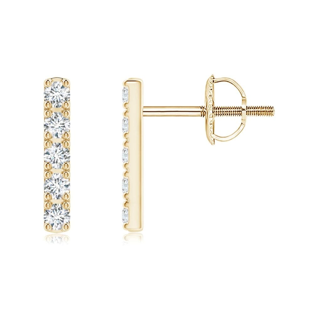 Prong-Set Diamond Vertical Bar Stud Earrings Angara