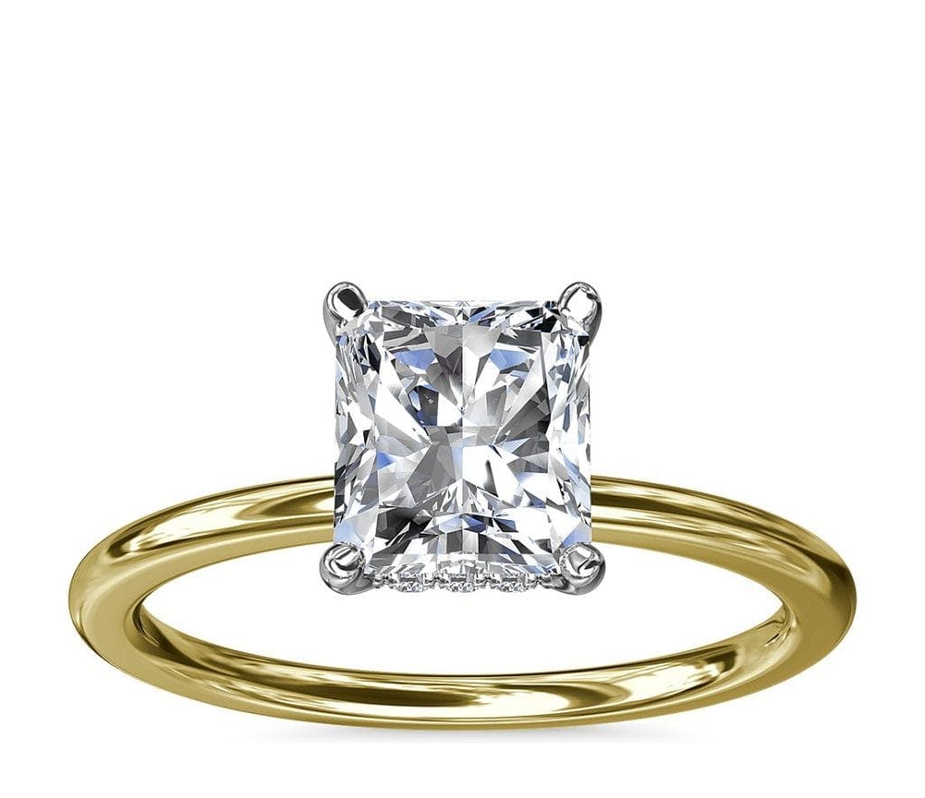 Solitaire Plus Hidden Halo Diamond Engagement Ring in 14k Yellow Gold and Platinum Blue Nile