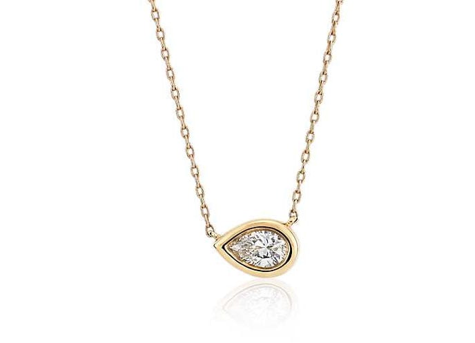 Bezel Set Pear-Shaped Diamond Pendant in 14k Yellow Gold (1/5 ct. tw.)