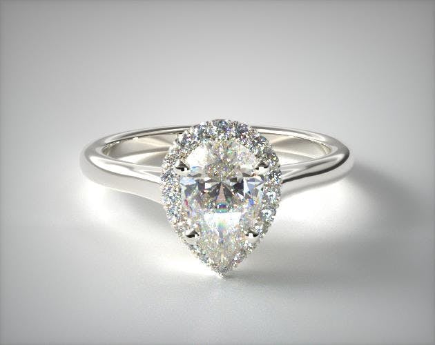 Lab-Created 0.92 Carat F-VS2 Pear Shaped Diamond Pave Halo Diamond Engagement Ring (Pear Center) James Allen