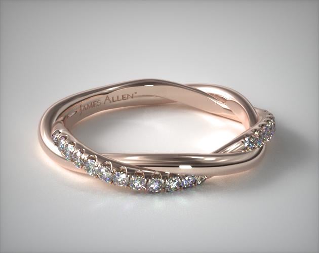 14K Rose Gold Twisted Matching Pave Wedding Ring James Allen