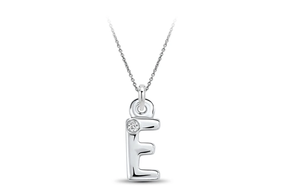 14kt White Gold Mini Initial Diamond Pendant Ritani