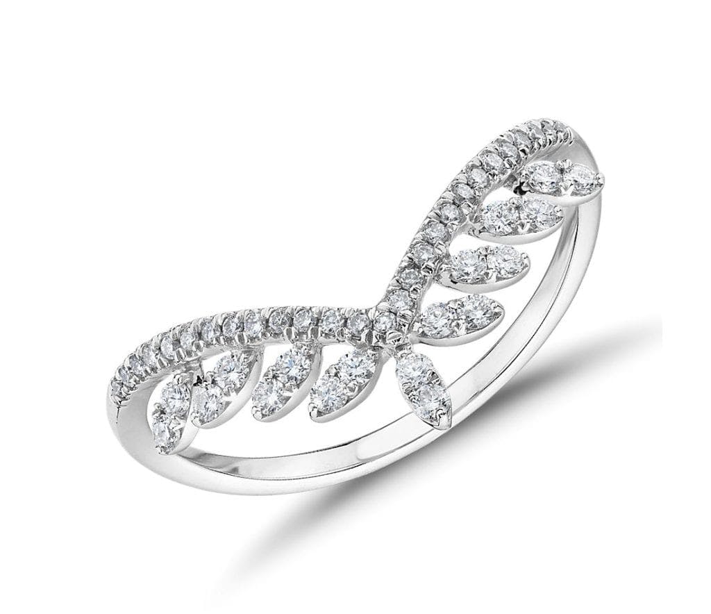 Diamond Leaf Crown Fashion Ring in 14k White Gold Blue Nile