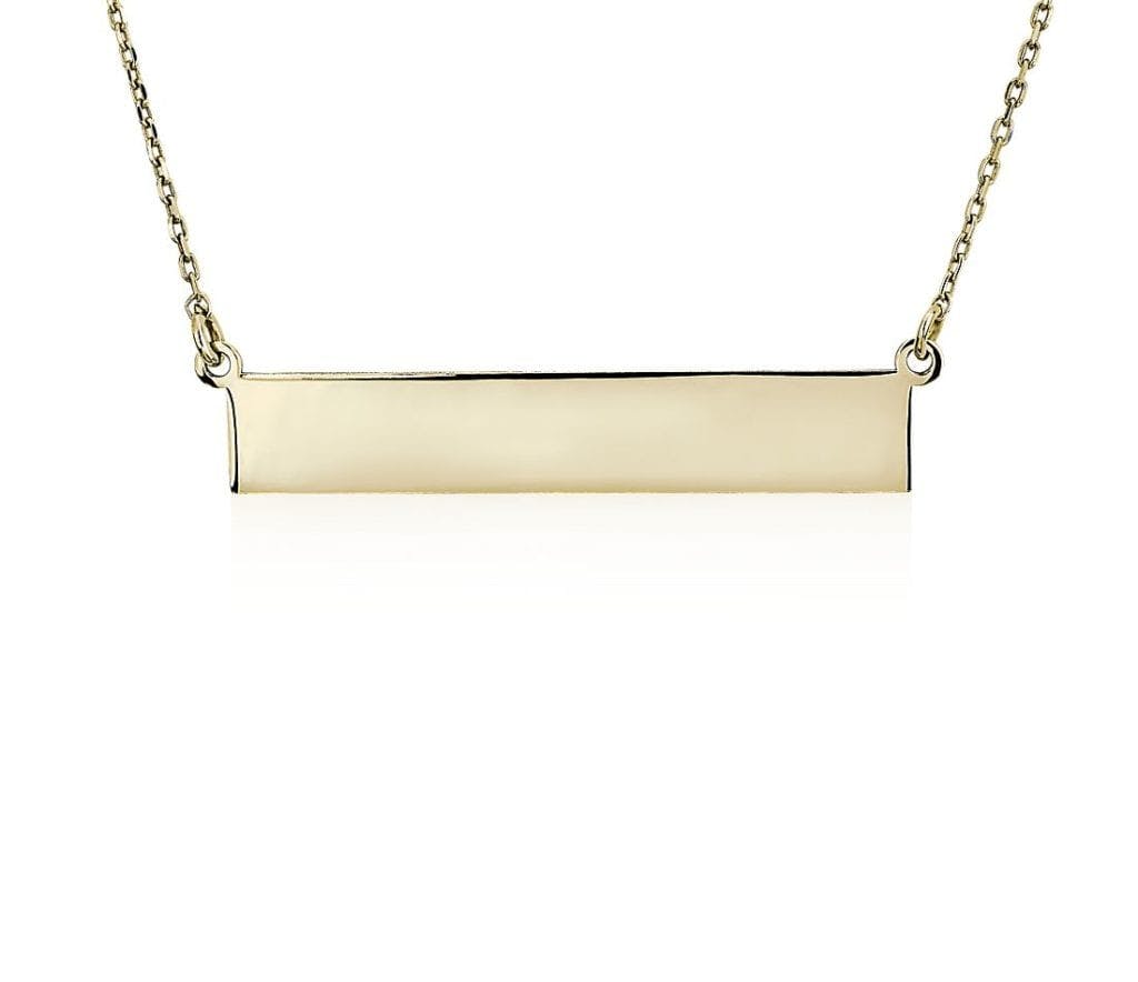 Engravable Bar Necklace in 14k Yellow Gold Blue Nile
