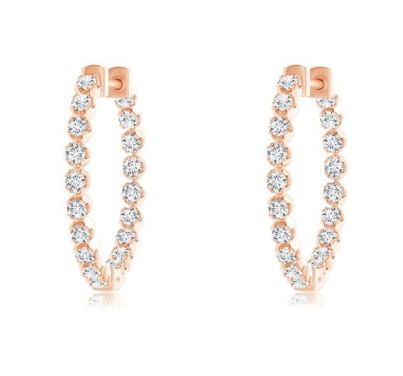 Floating Diamond Inside-Out Hoop Earrings Angara