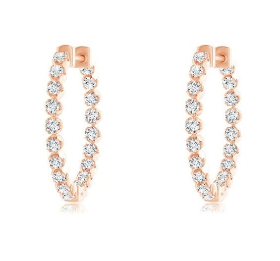 Floating Diamond Inside-Out Hoop Earrings Angara