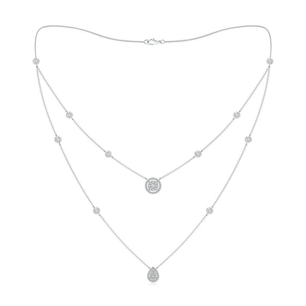 Pear & Round Diamond Cluster Two-Layer Station Necklace Angara