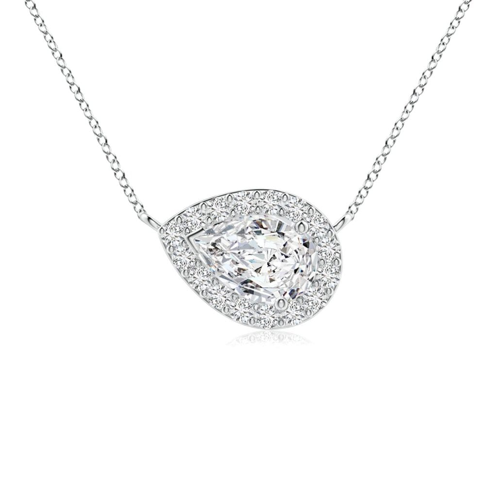 Tilted Pear-Shaped Diamond Halo Pendant angara