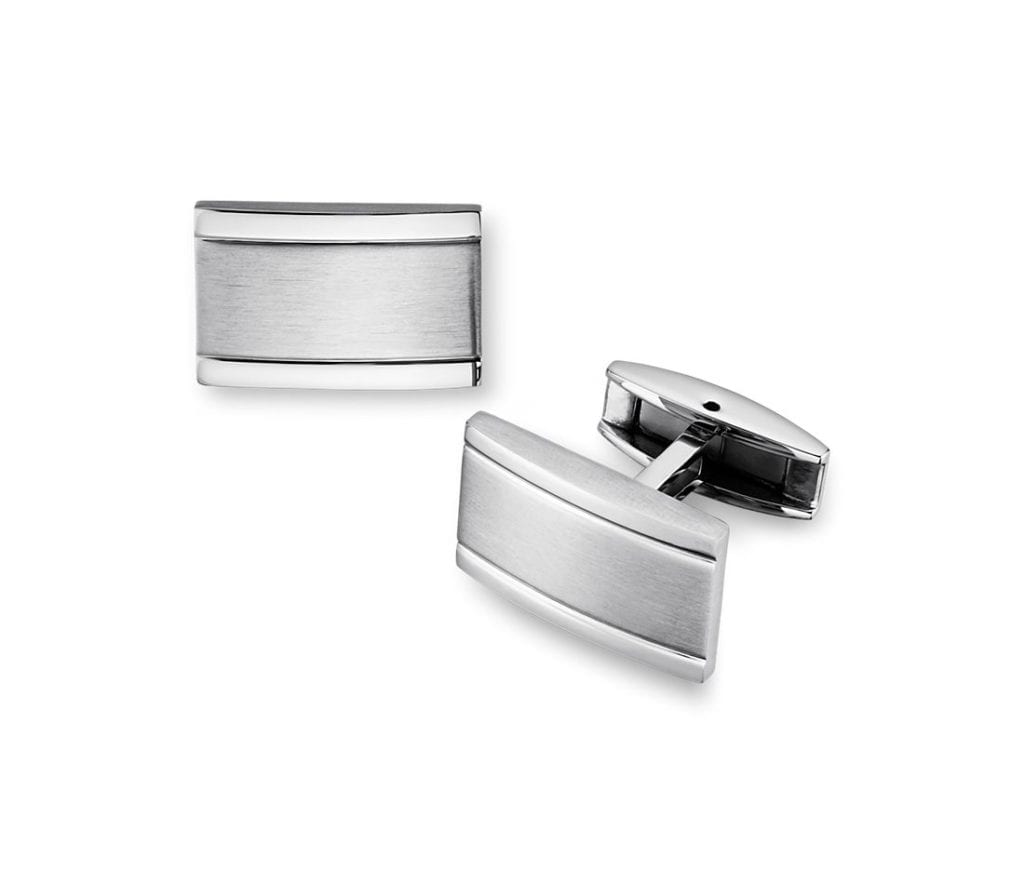 Brushed and Polished Cuff Links in Stainless Steel Blue Nile