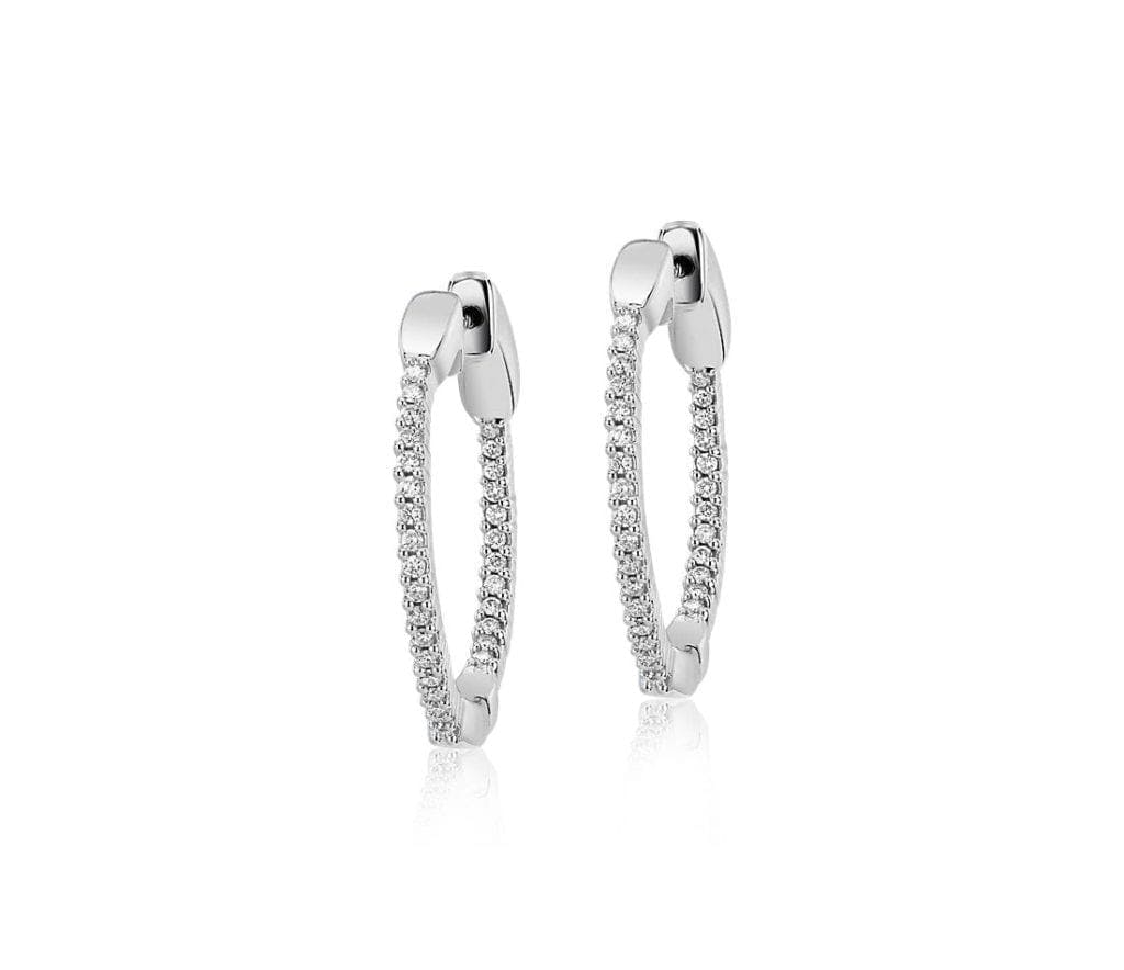 Diamond Eternity Hoop Earrings in 14k White Gold- I/I1 (1/2 ct. tw.) Blue Nile