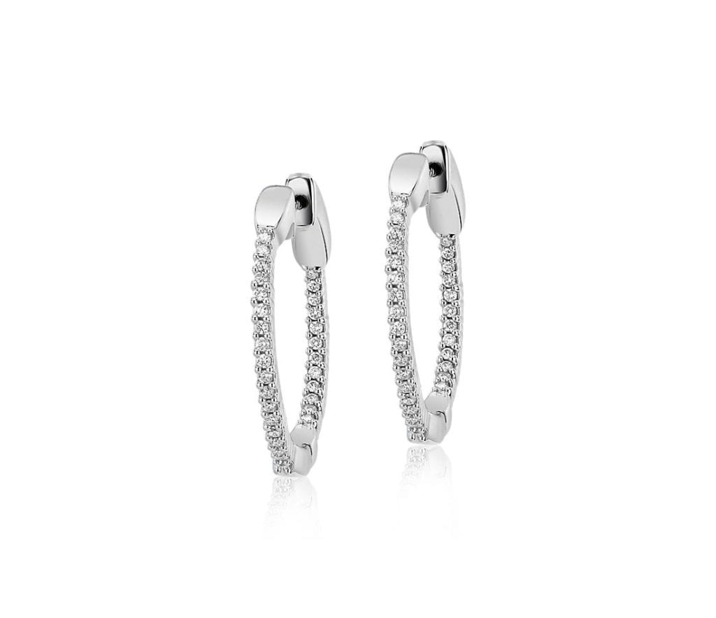 Diamond Eternity Hoop Earrings in 14k White Gold- I/I1 (1/2 ct. tw.) Blue Nile