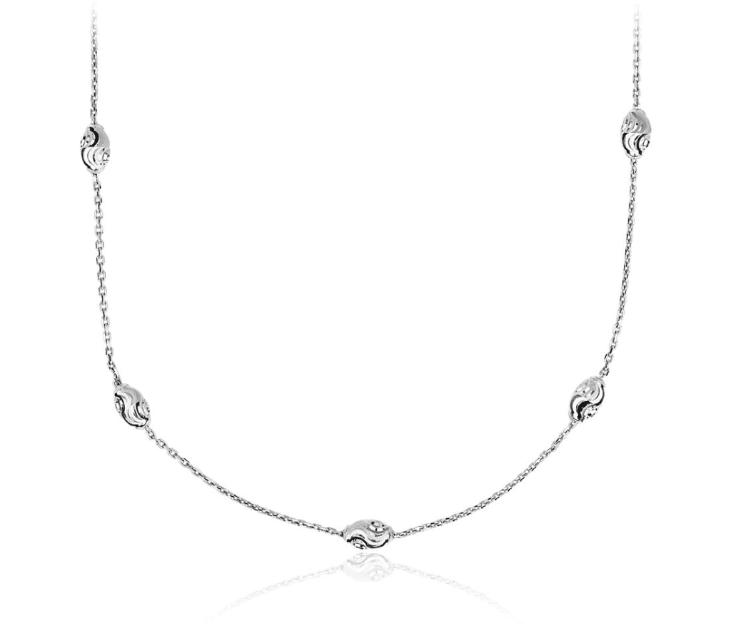 Long Moon Cut Shimmer Necklace in Italian Sterling Silver (36