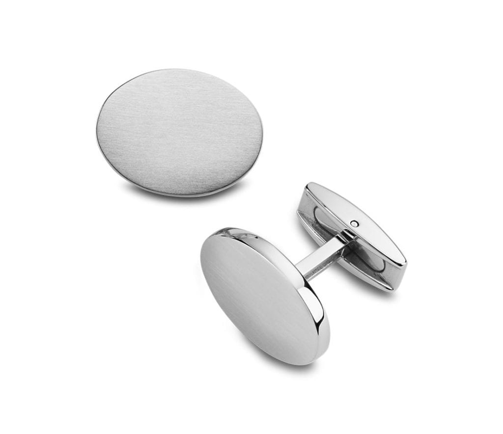 Oval Cuff Links in Brushed Stainless Steel Blue Nile