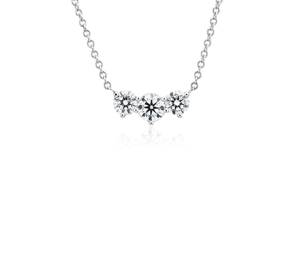 Premier Three-Stone Diamond Necklace in Platinum (1 1/2 ct. tw.) Blue Nile