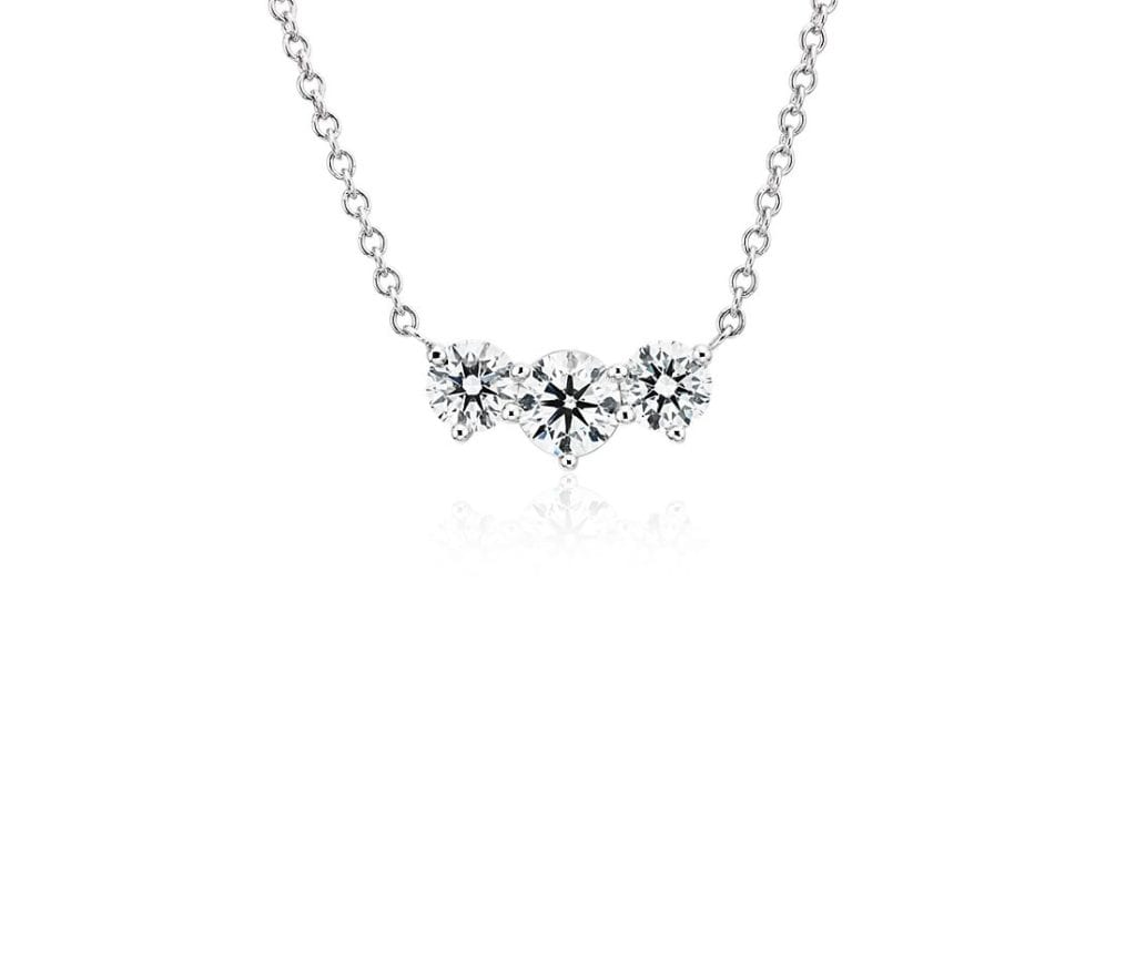 Premier Three-Stone Diamond Necklace in Platinum (1 1/2 ct. tw.) Blue Nile