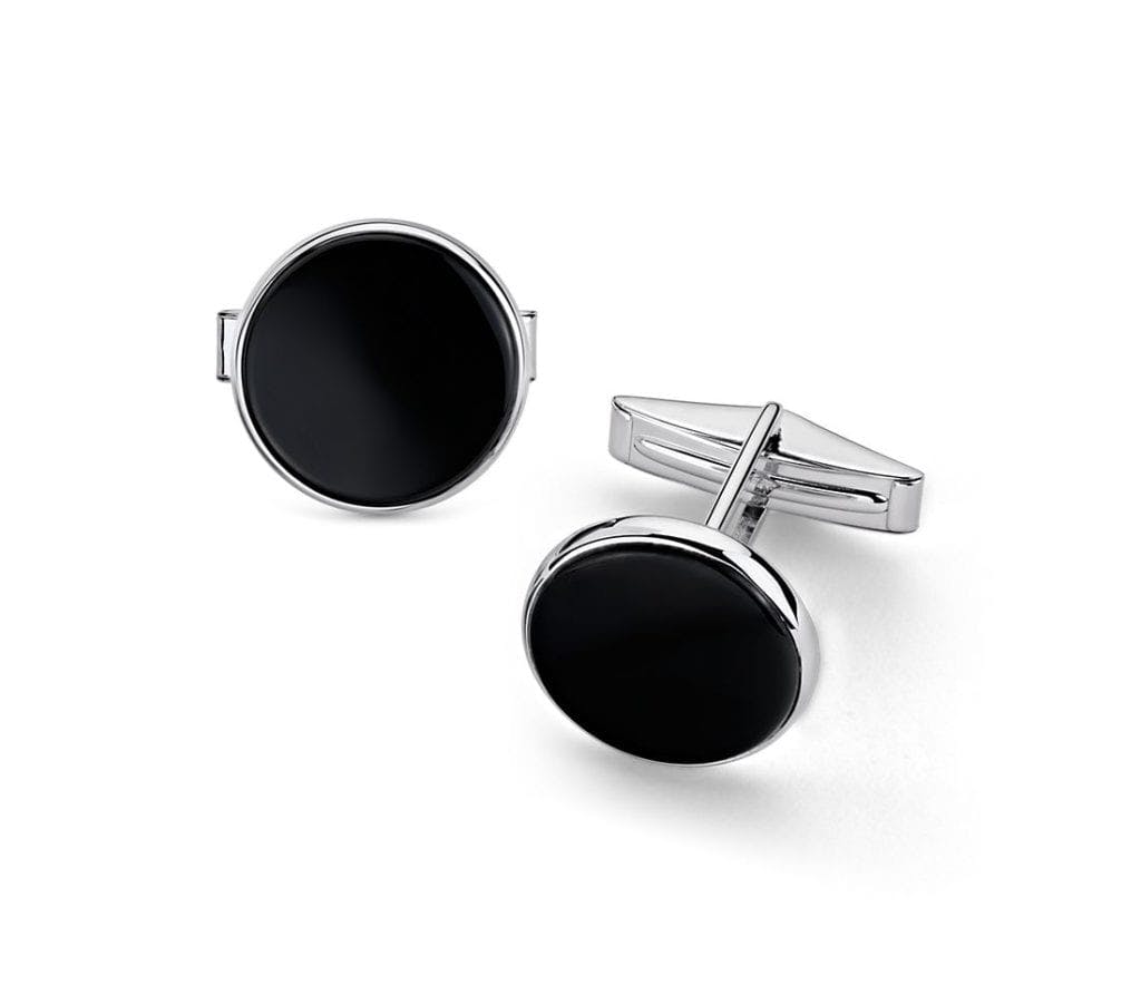 Round Onyx Cuff Links in Sterling Silver Blue Nile