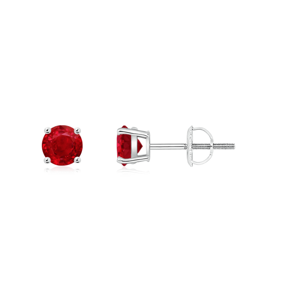 Round Ruby Stud Earrings Angara