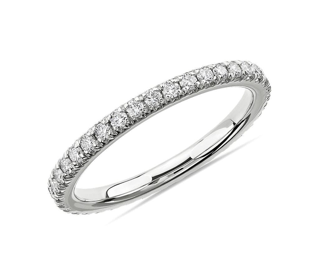 French Pavé Diamond Eternity Ring in Platinum (1/2 ct. tw.) Blue NIle