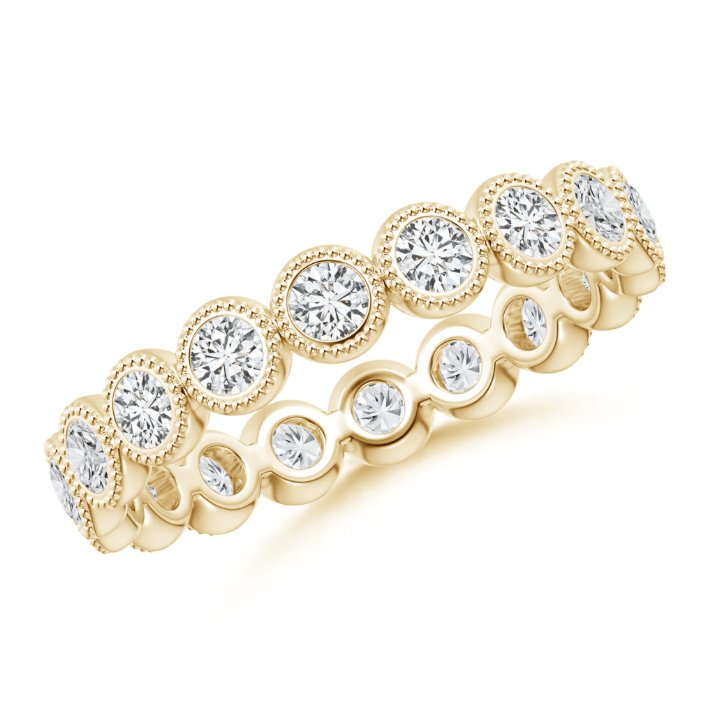 Milgrain Bezel-Set Diamond Eternity Wedding Band Angara