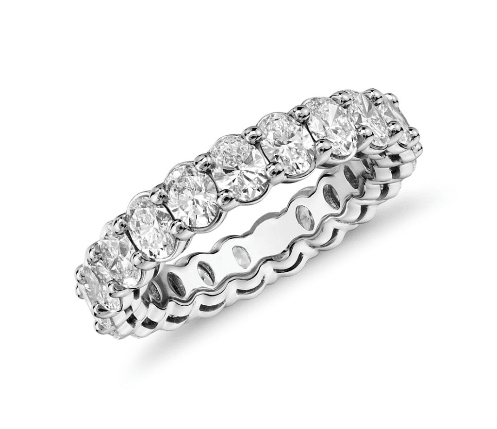 Oval Cut Diamond Eternity Ring in Platinum (3.0 ct. tw.) Blue Nile