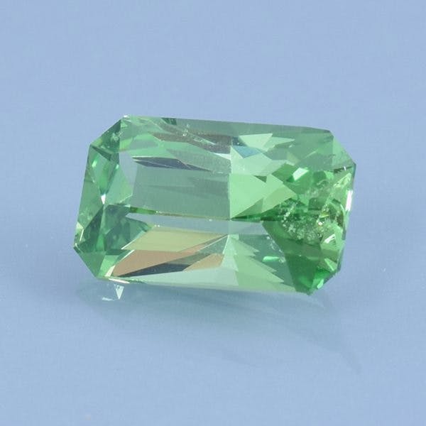 Finished version of Custom Radiant Step Emerald Cut Tsavorite Grossular Garnet