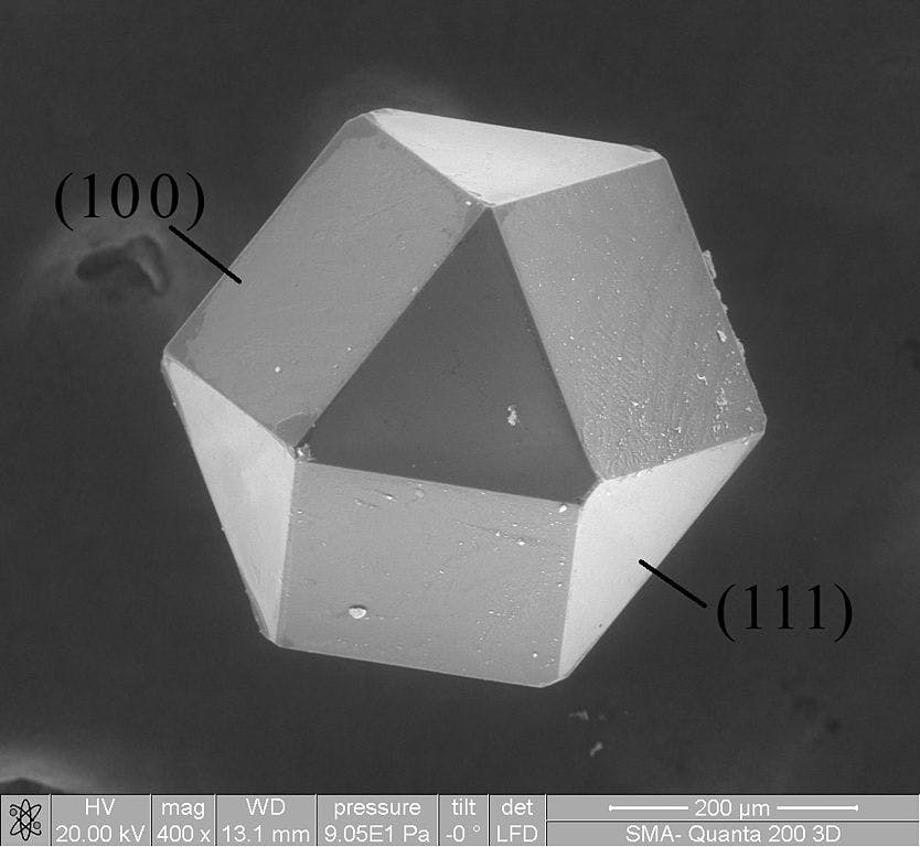 lab-grown diamond production - cuboctahedron crystal