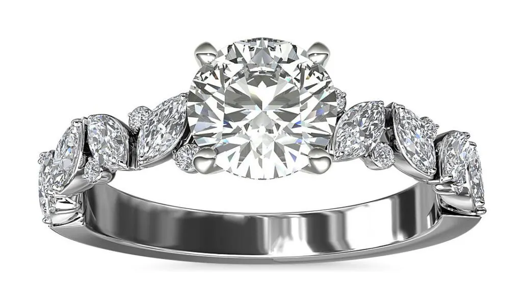 Marquise and Round Floral Diamond Engagement Ring Blue Nile
