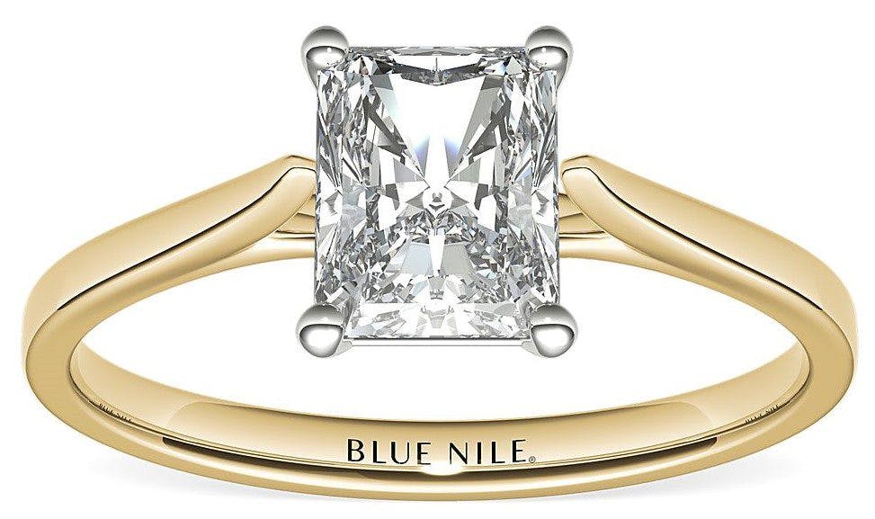 Petite Cathedral Solitaire Engagement Ring in 14k Yellow Gold Blue Nile