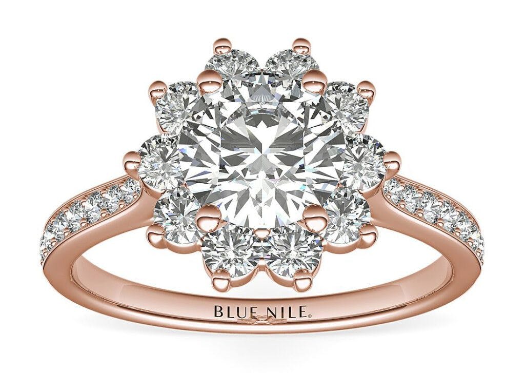 Starburst Floral Halo Diamond Engagement Ring Blue Nile