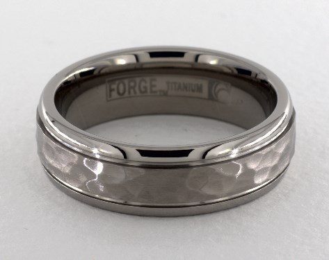 Titanium 7mm Comfort-Fit Hammered-Finished Design Ring James Allen