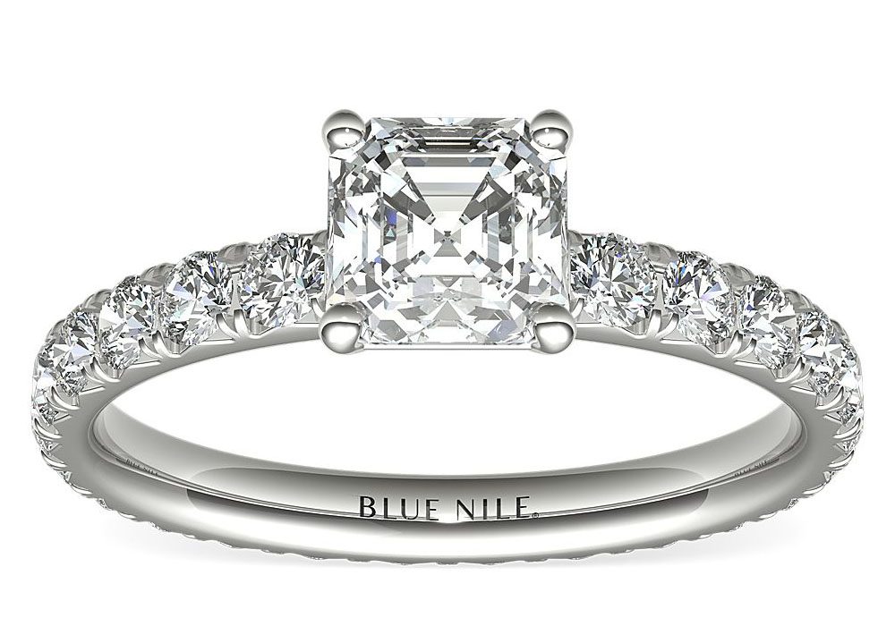 Blue Nile Studio French Pavé Diamond Eternity Engagement Ring Blule Nile